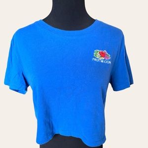 Fruit of the loom Embroidery Blue crop top size small